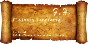 Fleissig Henrietta névjegykártya